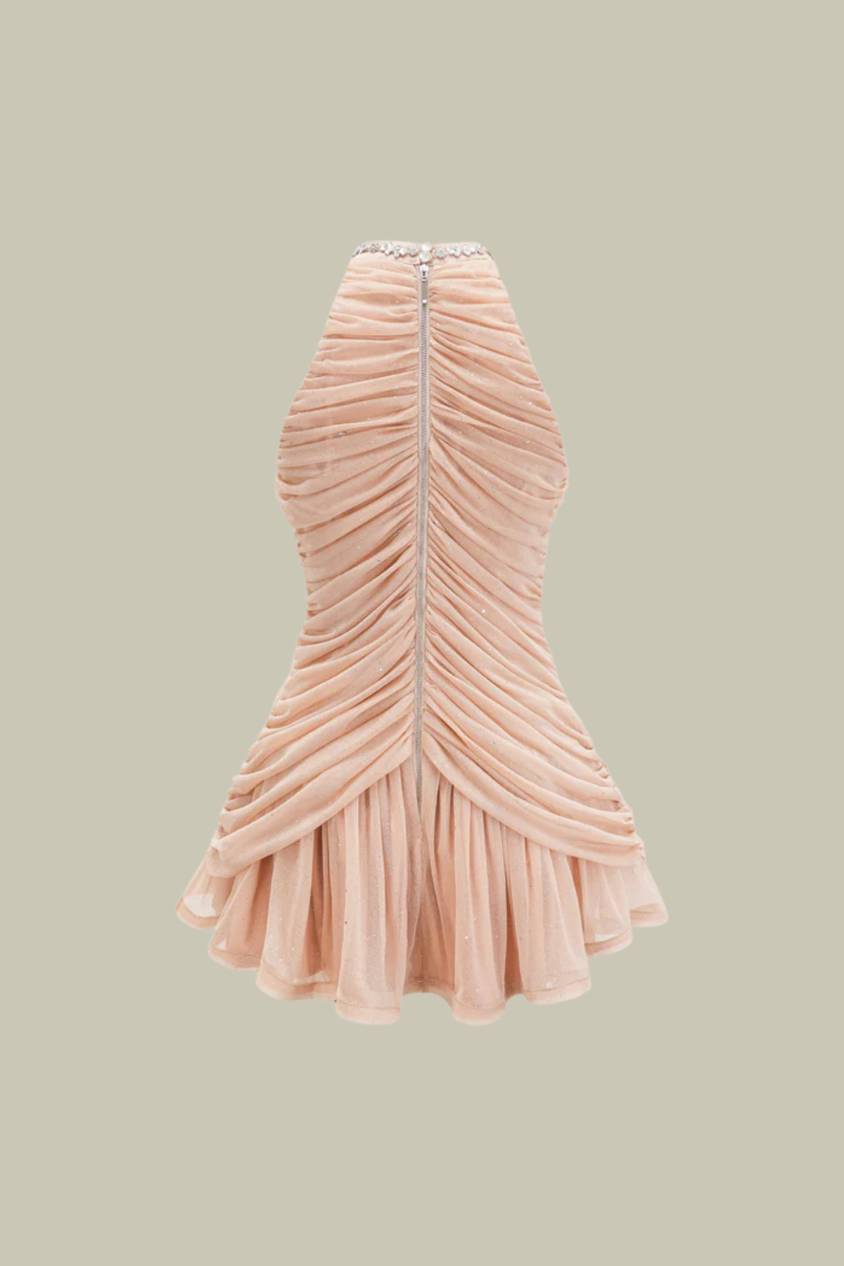 Freya Rhinestone Mesh Ruch Mini Dress – Luxeles