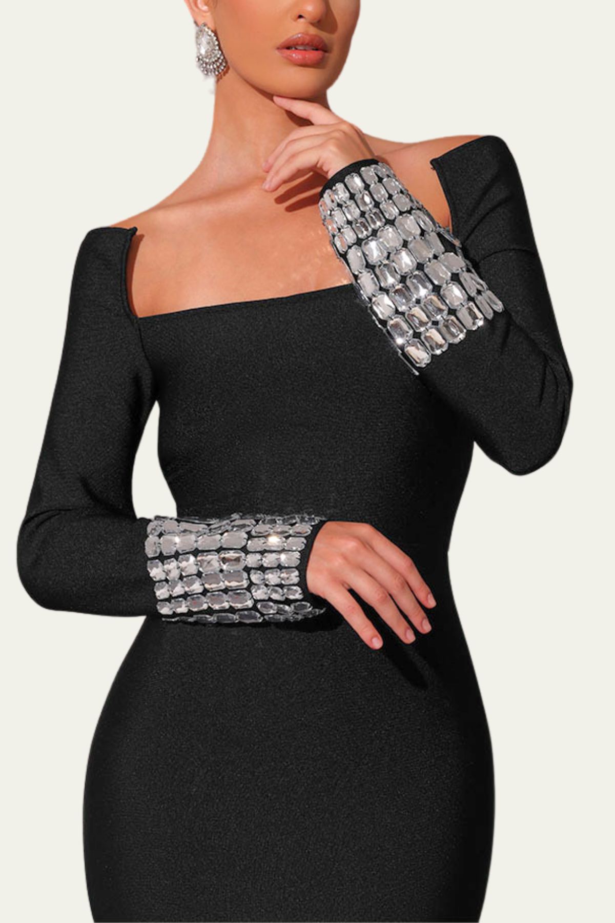 Maggie Bandage Rhinestone Maxi Dress – Luxeles