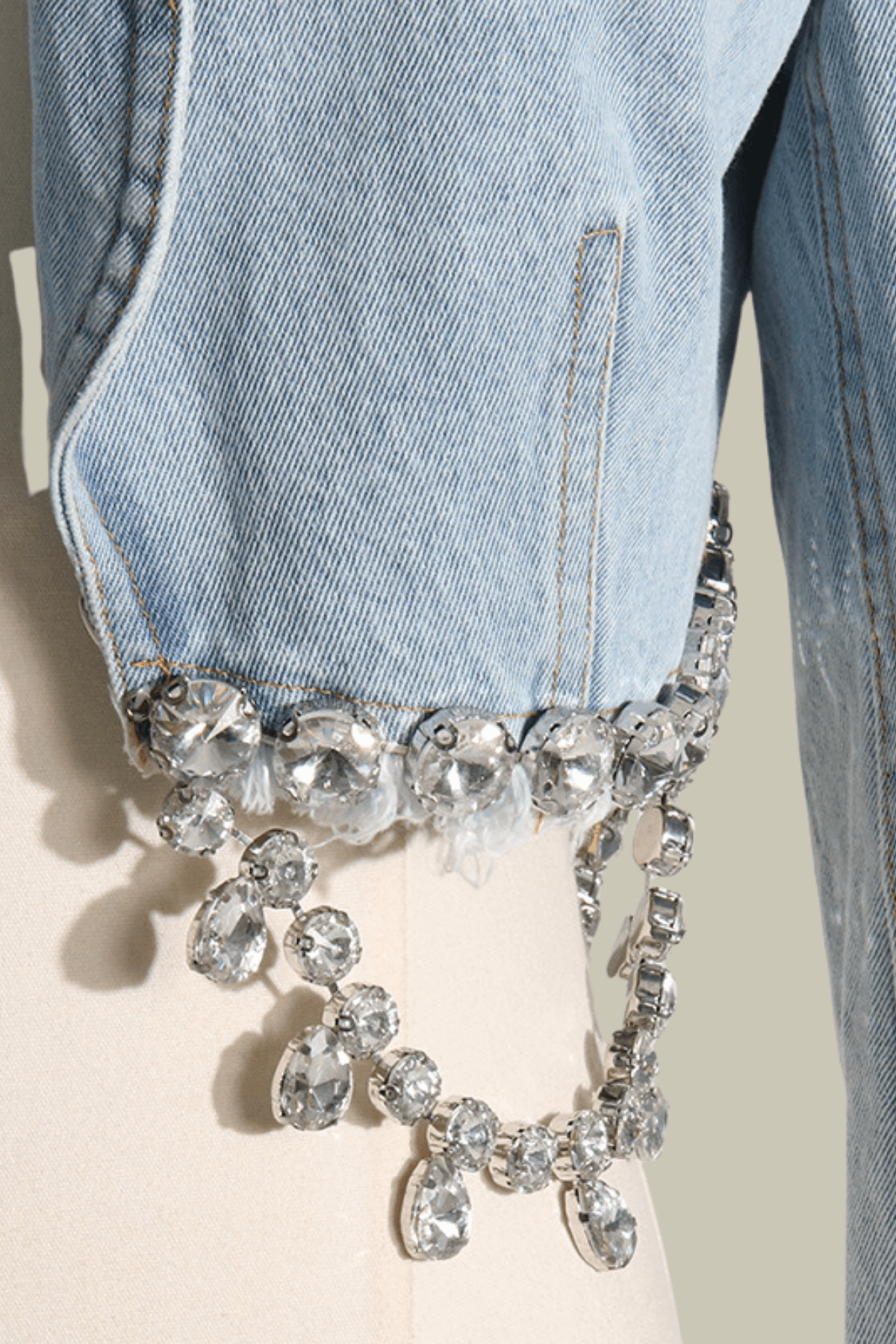 Maya Rhinestone Lapel Short Denim Jacket – Luxeles
