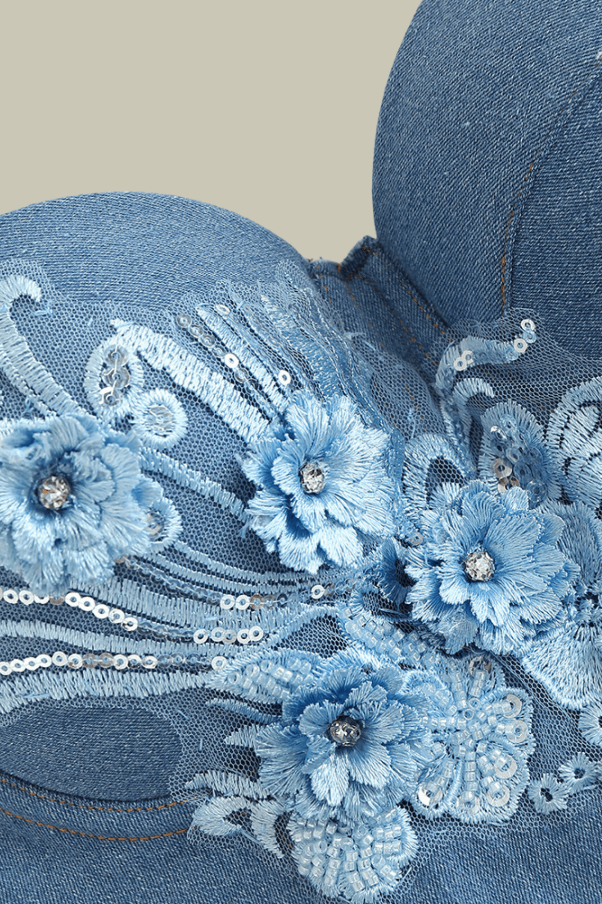 Nevaeh Embroidery Corset Denim Top – Luxeles