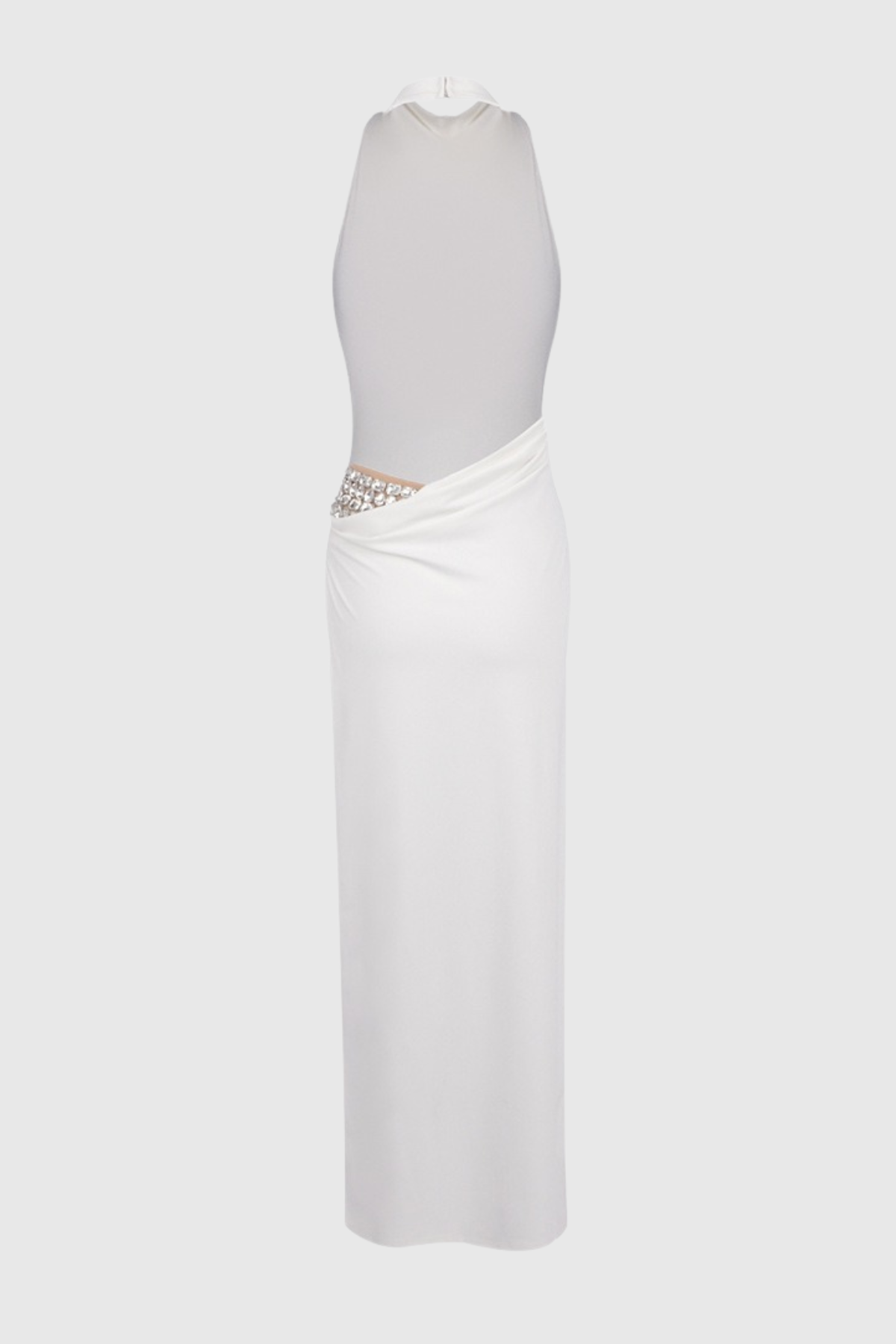 Sarai Backless Crystal High Split Maxi Dress
