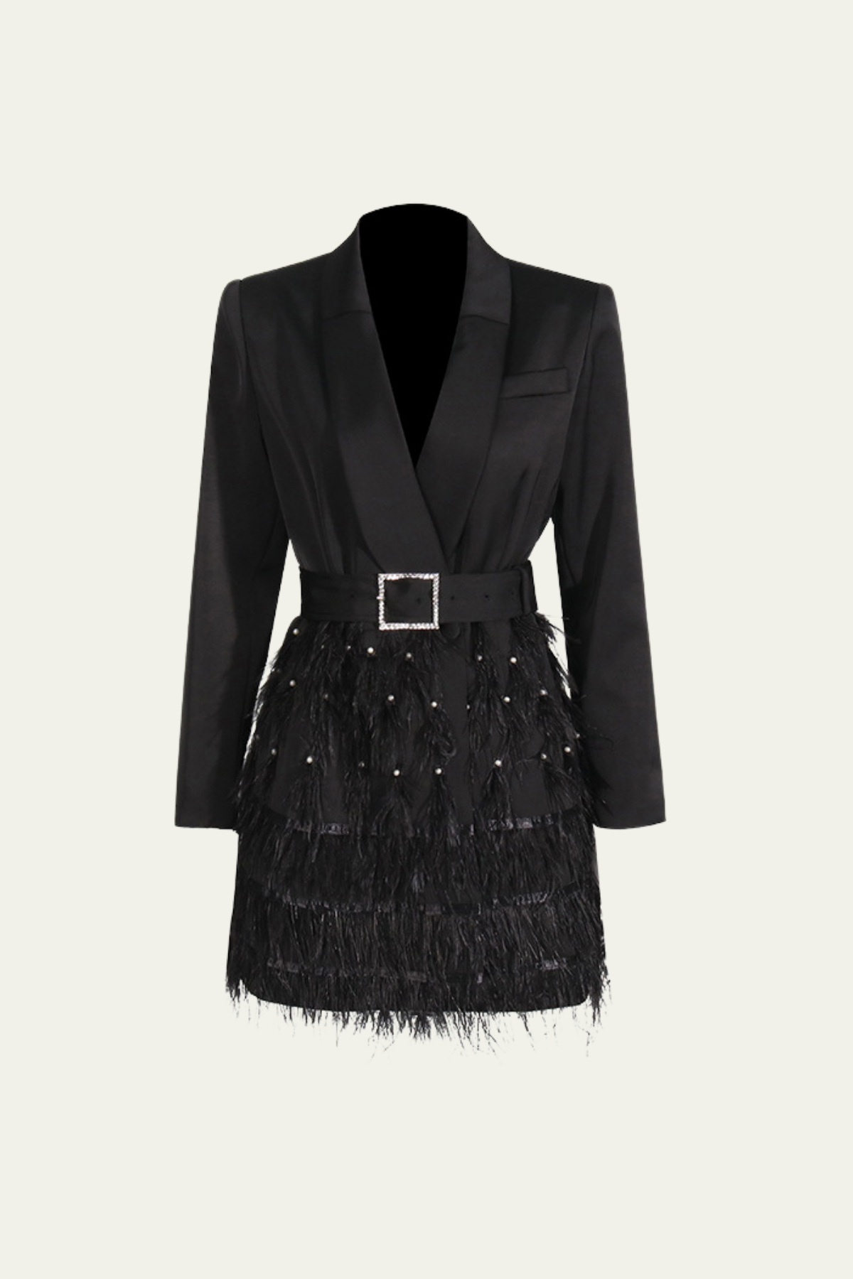 Adaline Studded Feather Buckle Mini Blazer Dress