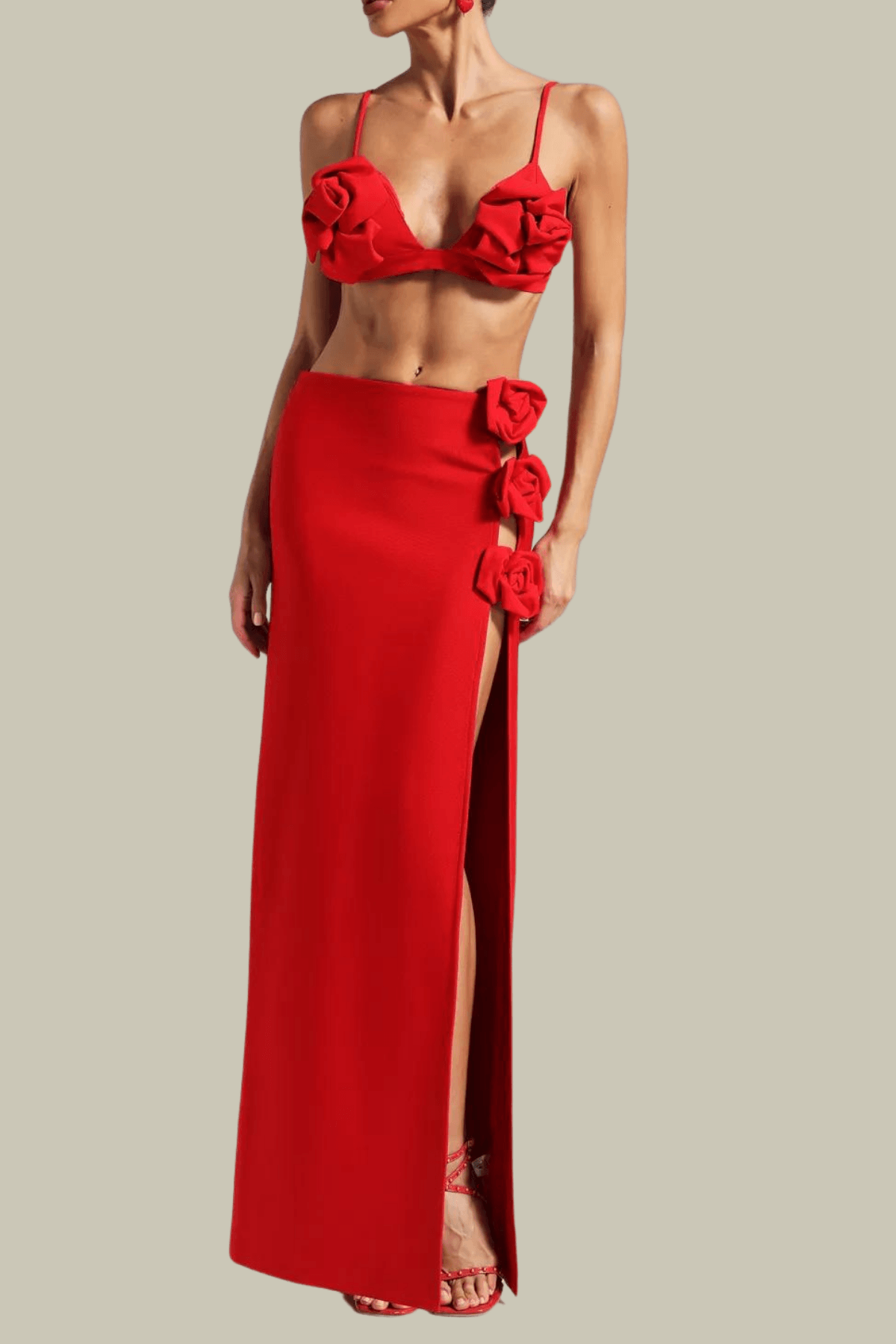 Addison Flower Split Cutout Maxi Skirt