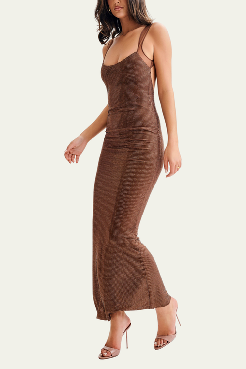 Adelaide Rhinestone Bodycon Sleeveless Maxi Dress – Luxeles