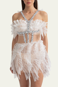 Adelyn Feather Rhinestone Mini Dress – Luxeles