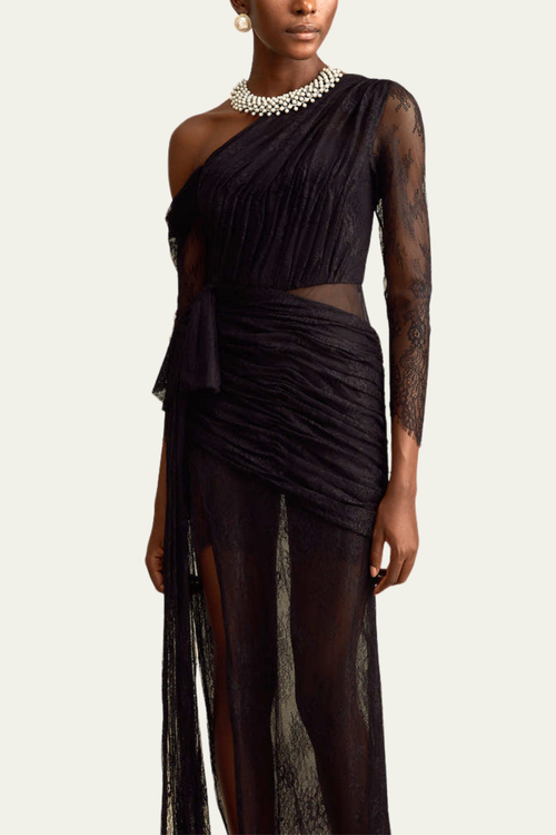 Alaya Lace Single Shoulder Fringe Maxi Dress – Luxeles