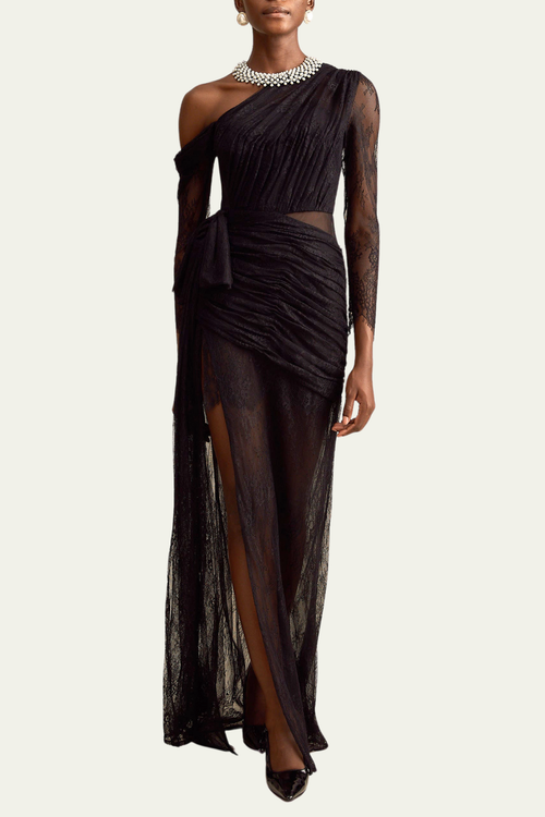 Alaya Lace Single Shoulder Fringe Maxi Dress – Luxeles