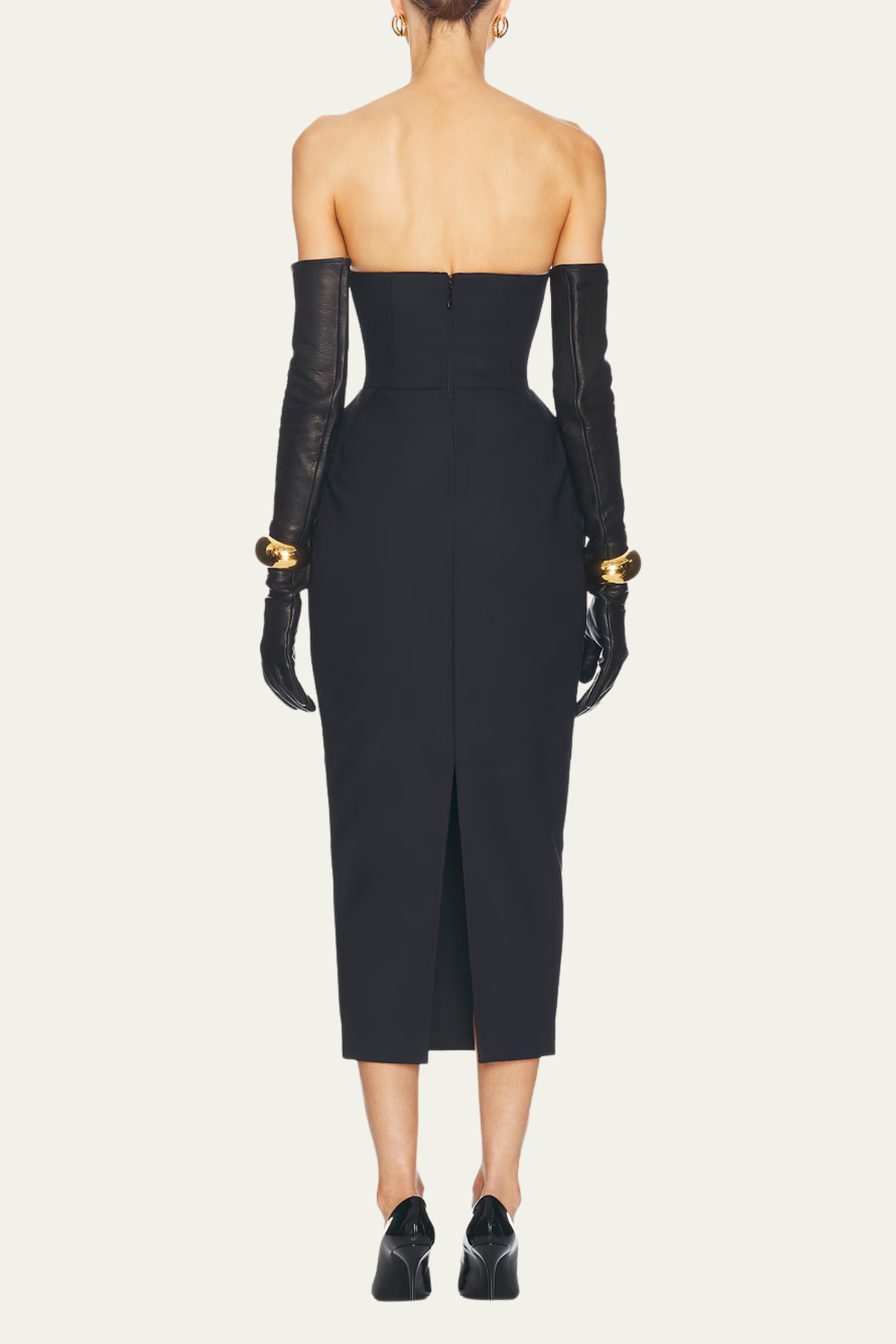 Alayah Strapless Bodycon Midi Dress In Black – Luxeles