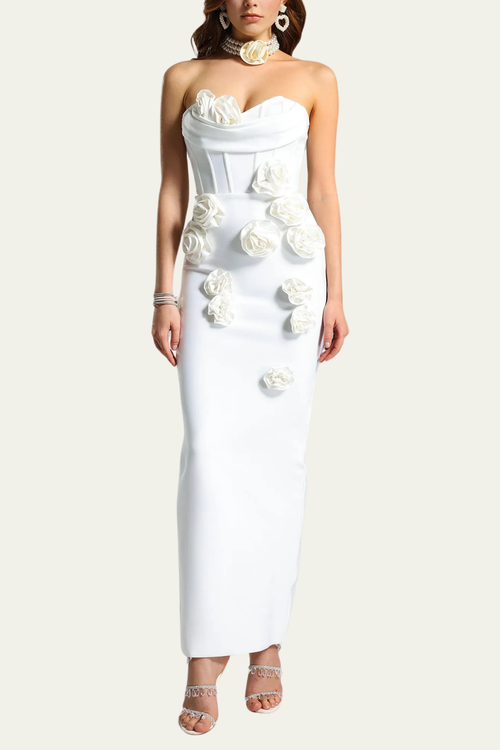 Alayna Bandage Corset Flower Maxi Dress – Luxeles