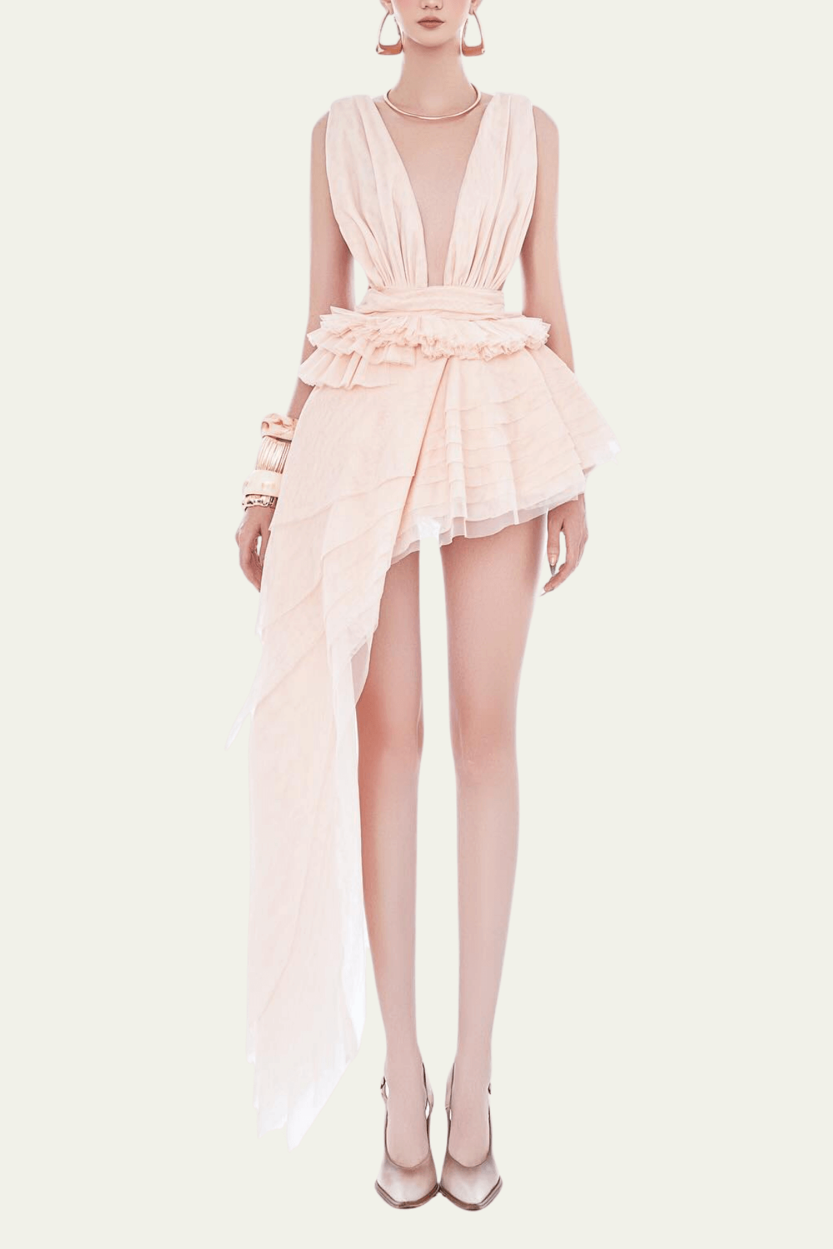 Alessandra Asymmetric Plunge Mesh Mini Dress – Luxeles