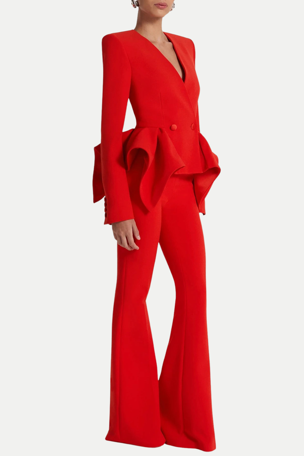 Alessandra V Neck Ruffle Pants Set