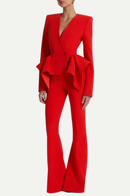 Alessandra V Neck Ruffle Pants Set