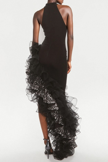 Alicia Tank Top Asymmetric Mesh Maxi Dress