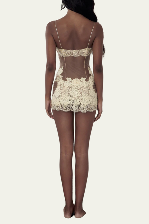 Amari Mesh Spaghetti Mini Dress In White – Luxeles