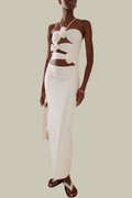 Amaya Flower Cutout Ruch Maxi Dress – Luxeles