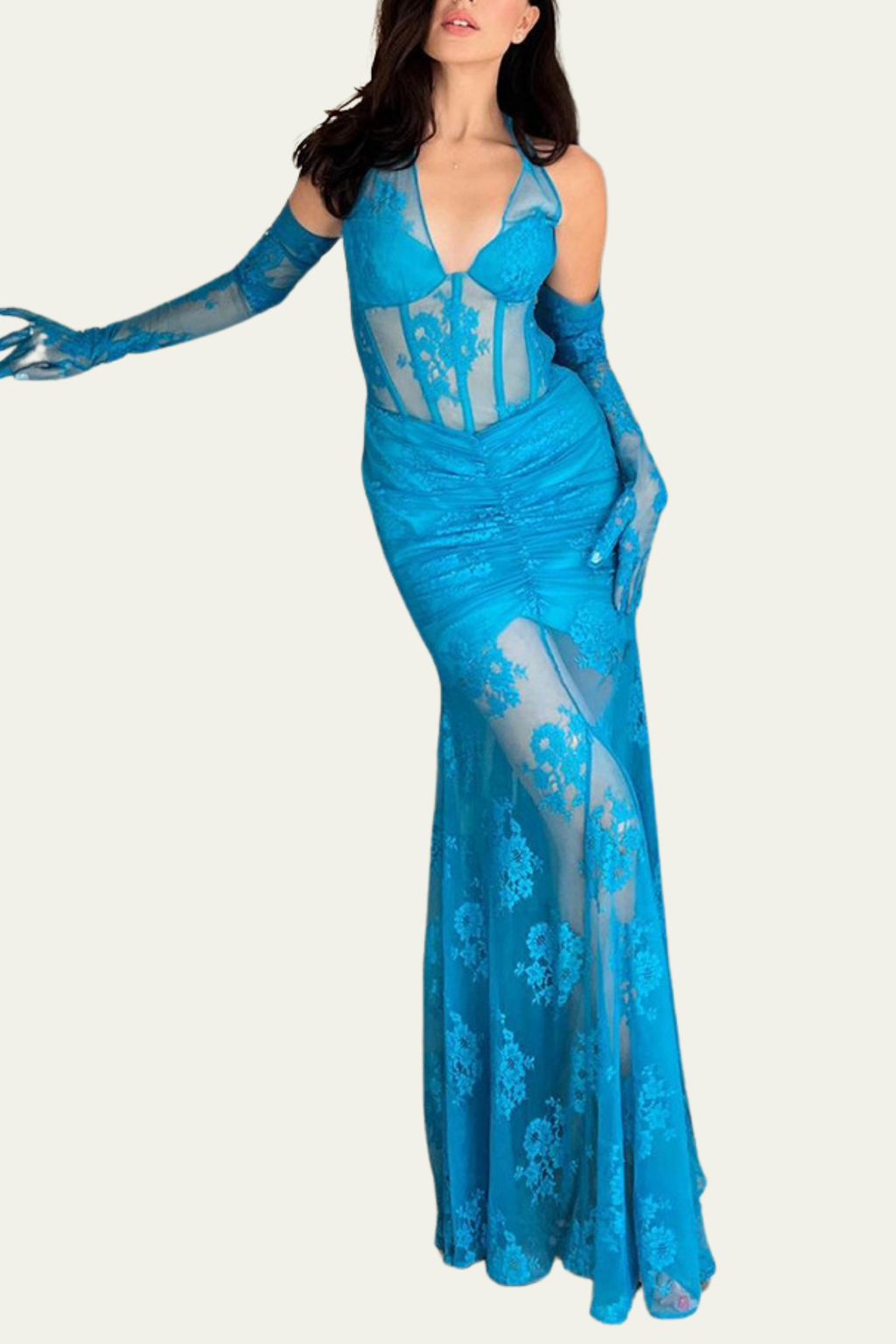 Andrea Lace Corset Ruch Floral Maxi Dress – Luxeles