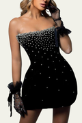 Angelina Bandage Rhinestone Strapless Mini Dress – Luxeles