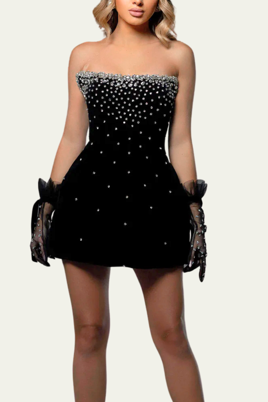 Angelina Bandage Rhinestone Strapless Mini Dress – Luxeles