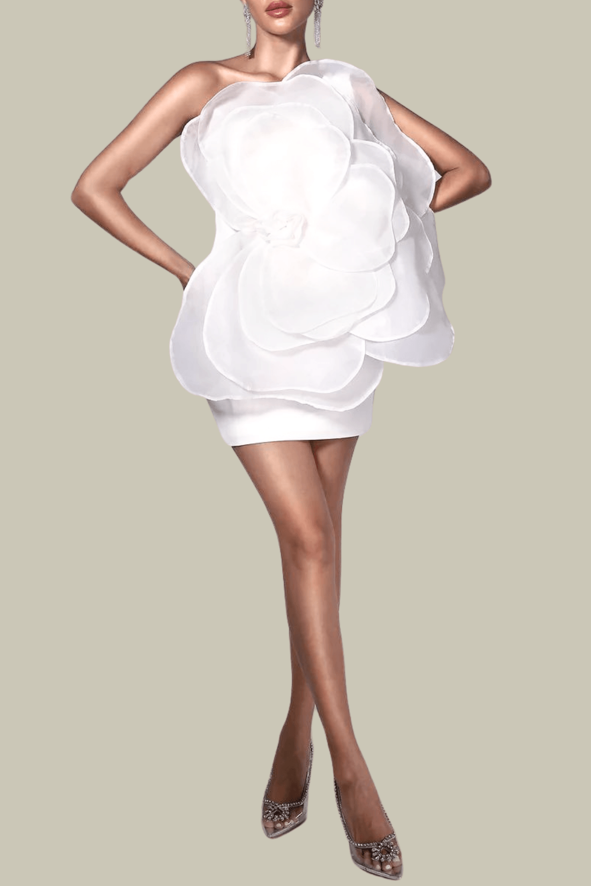 Anna Flower Single Shoulder Mini Dress – Luxeles