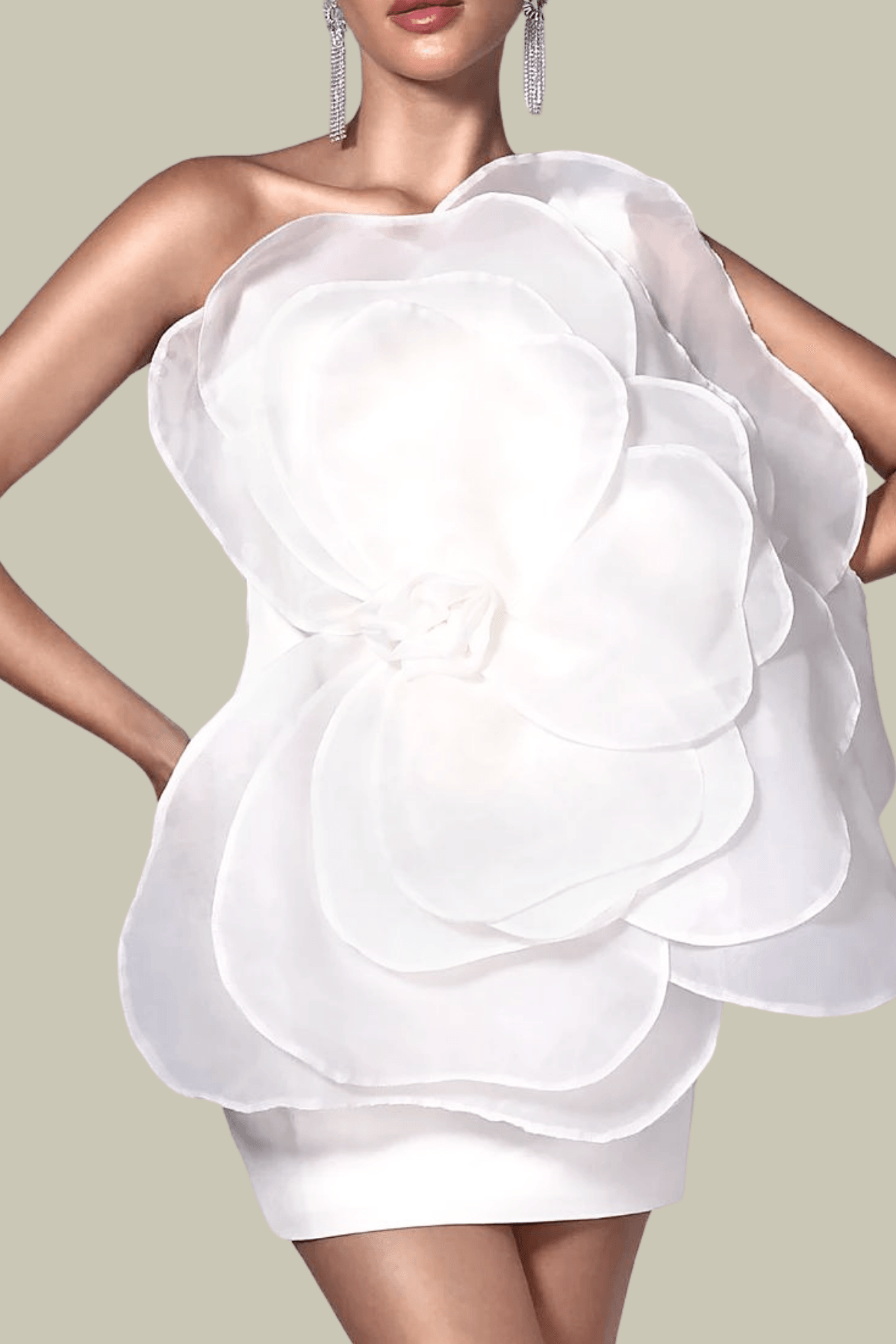 Anna Flower Single Shoulder Mini Dress – Luxeles