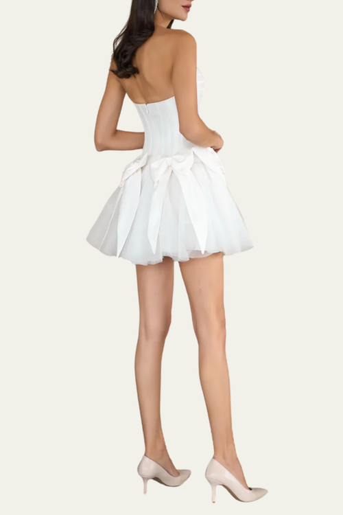 Antonella Strapless Bow Mesh Mini Dress – Luxeles