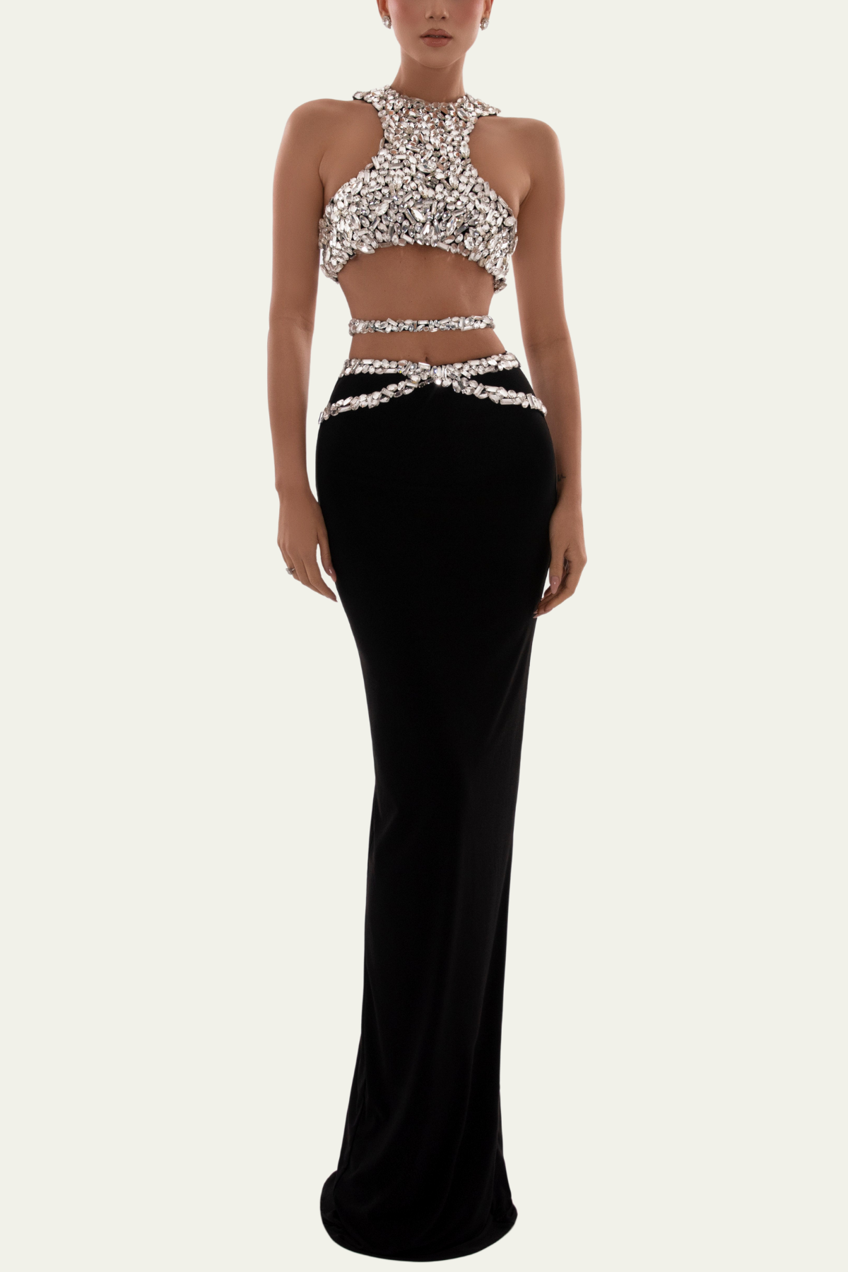 Arianna Rhinestone Sleeveless Skirt Set