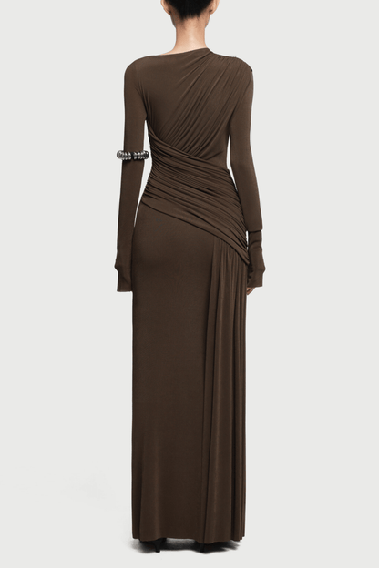 Arleth Ruch Maxi Dress In Brown – Luxeles