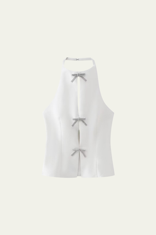 Astrid Rhinestone Bow Tank Top – Luxeles
