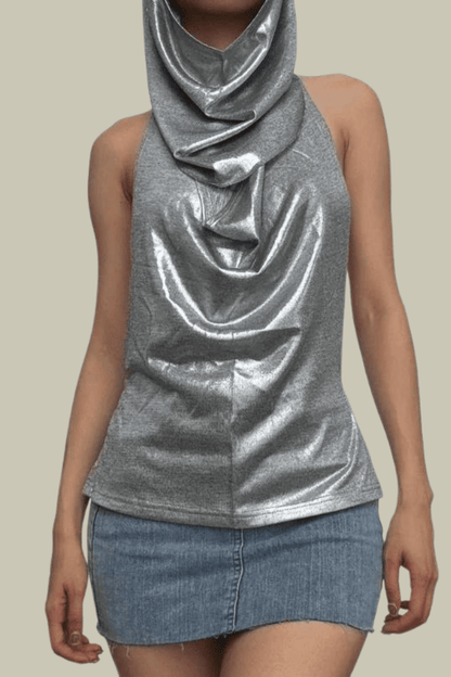 Athena Hooded Backless Chain Top