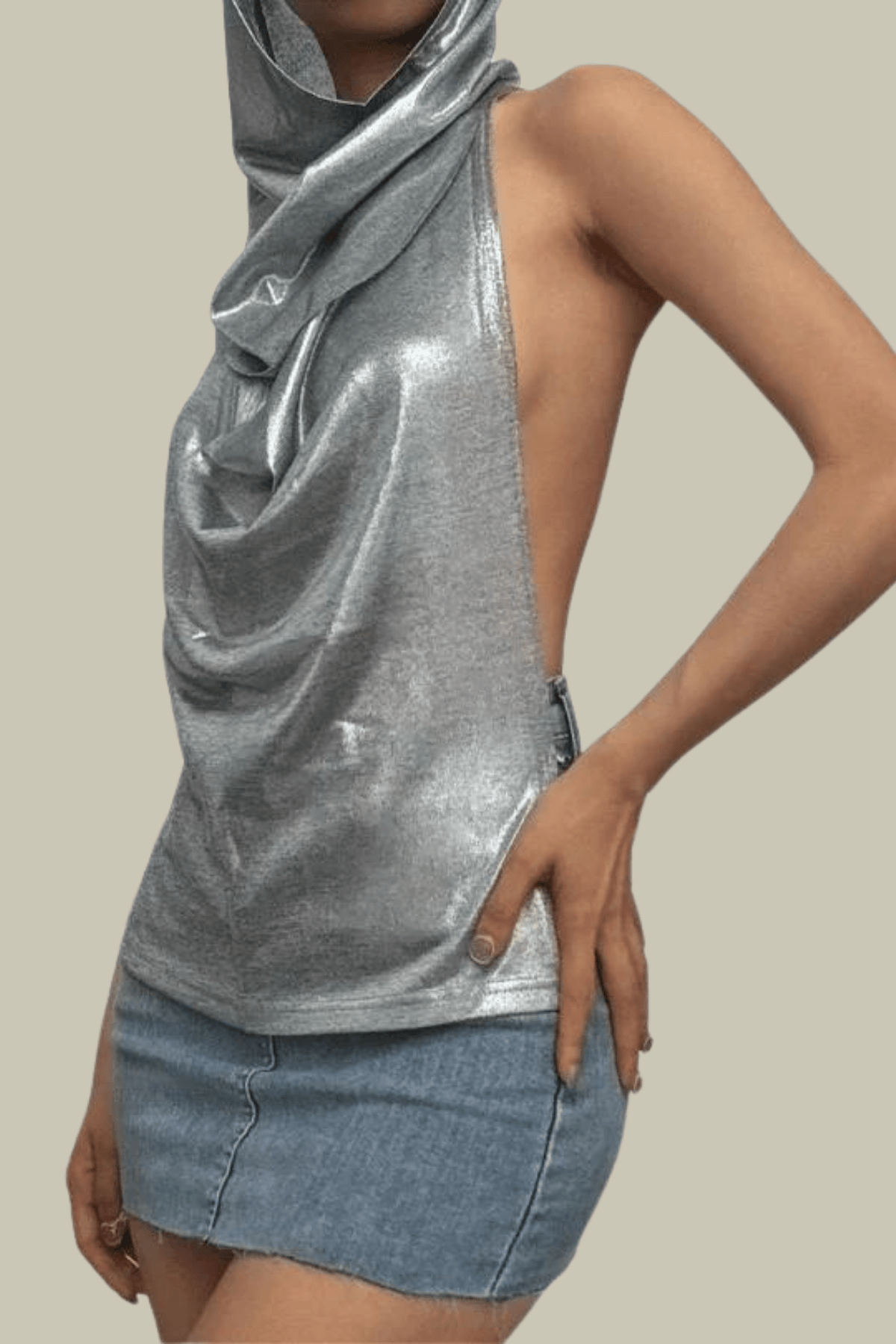 Athena Hooded Backless Chain Top