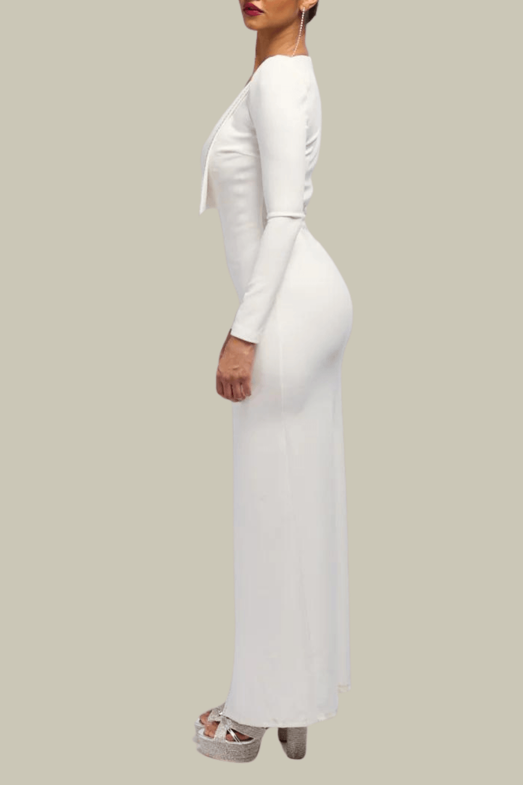 Aubrey Bustier Split Cutout Maxi Dress In White – Luxeles