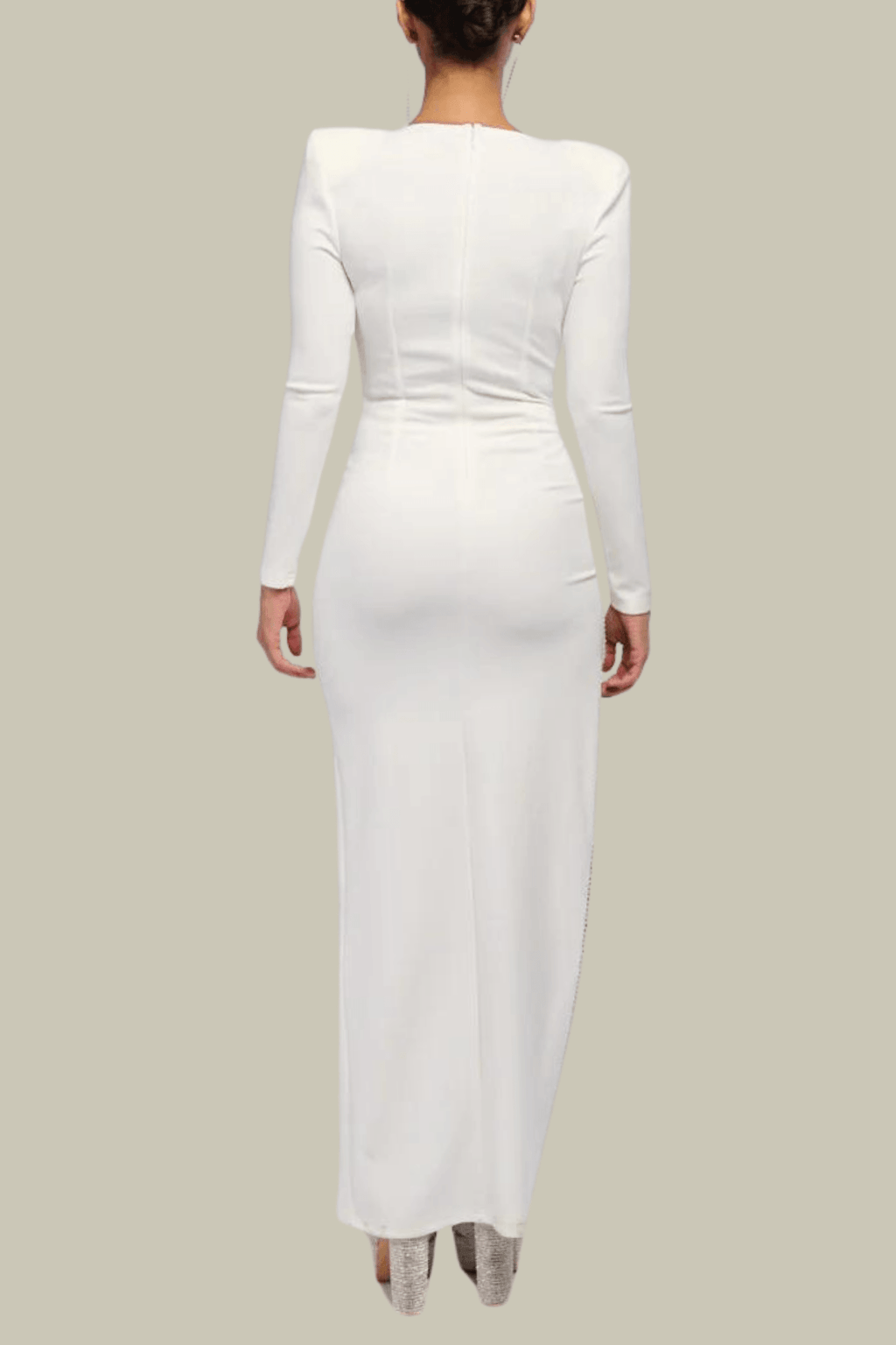 Aubrey Bustier Split Cutout Maxi Dress In White – Luxeles