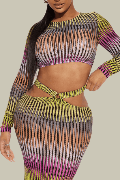 Ava Hollow Bodycon Twist Set