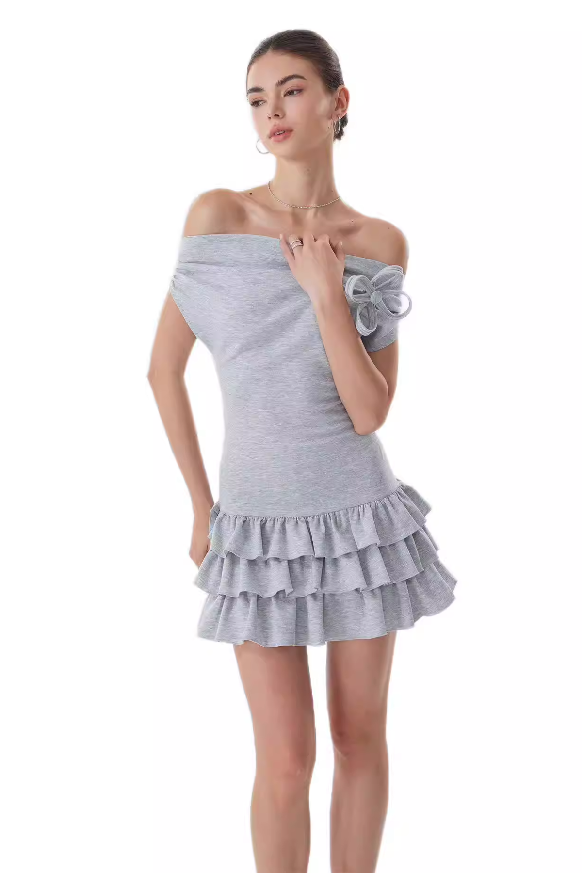 Blaire Off Shoulder Tiered Mini Dress
