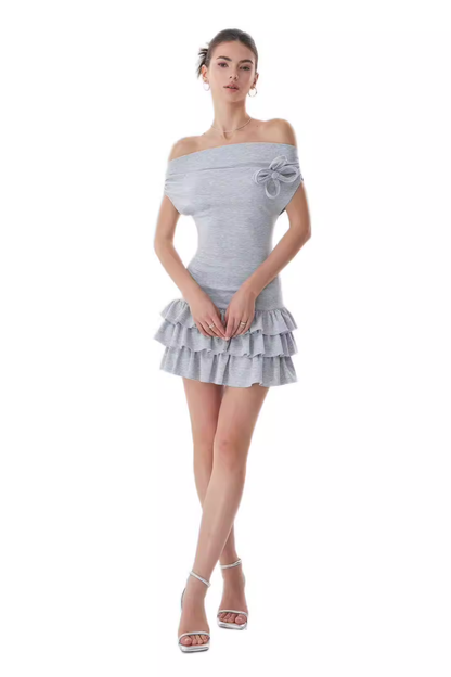 Blaire Off Shoulder Tiered Mini Dress