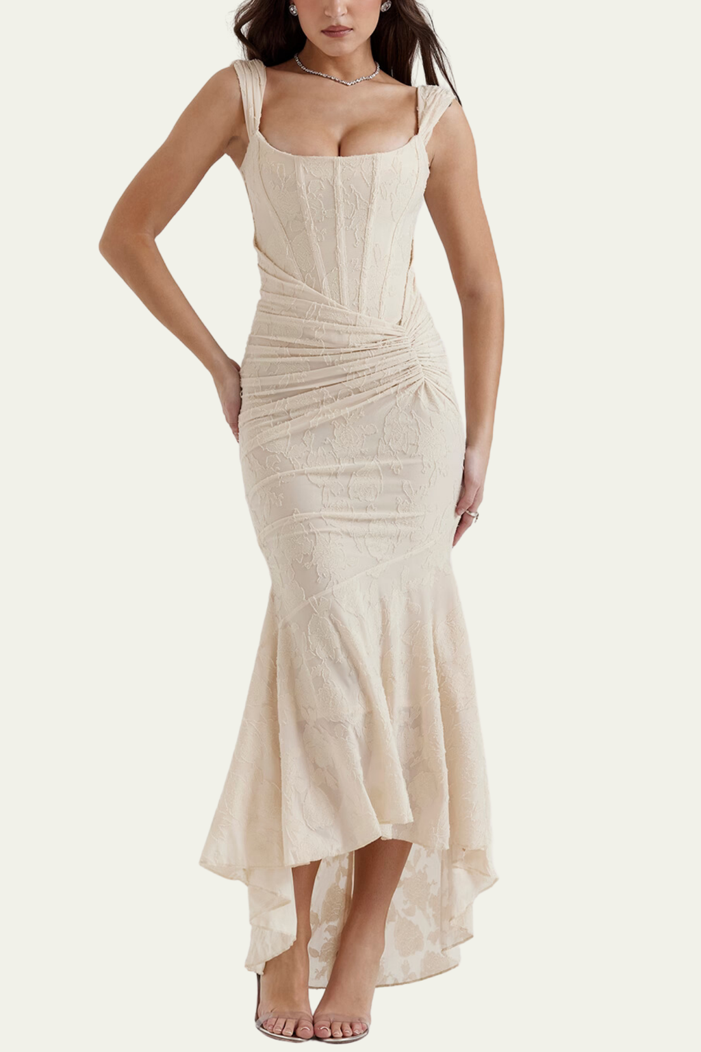 Blake Asymmetric Ruffle Corset Ruch Maxi Dress – Luxeles