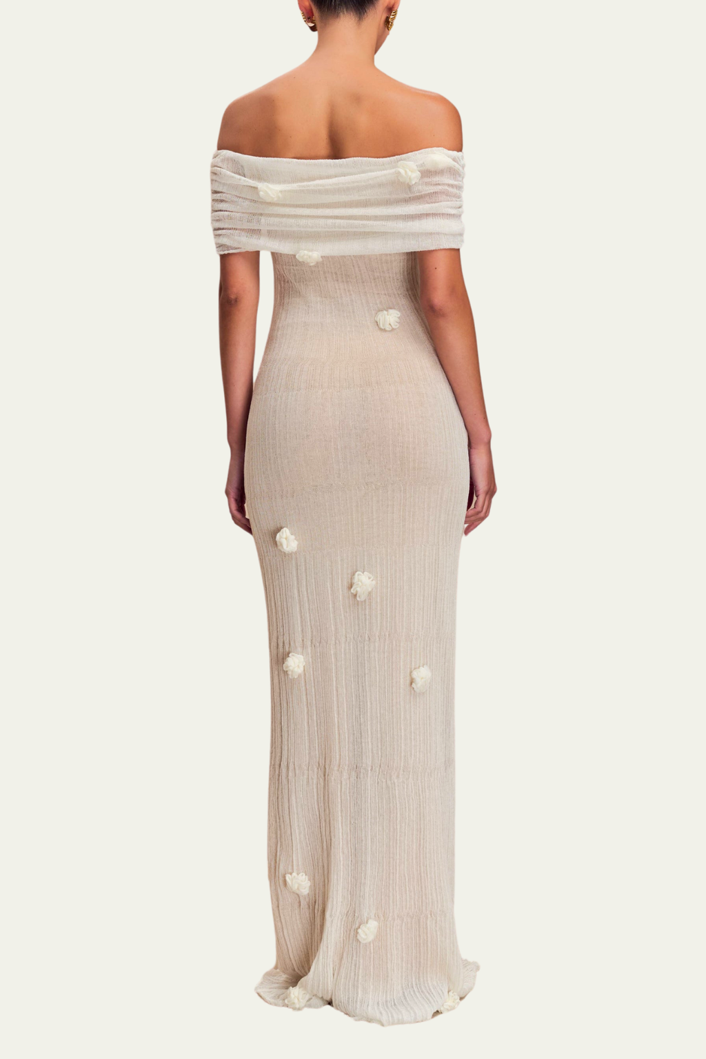 Brooke Off Shoulder Flower Knit Maxi Dress – Luxeles