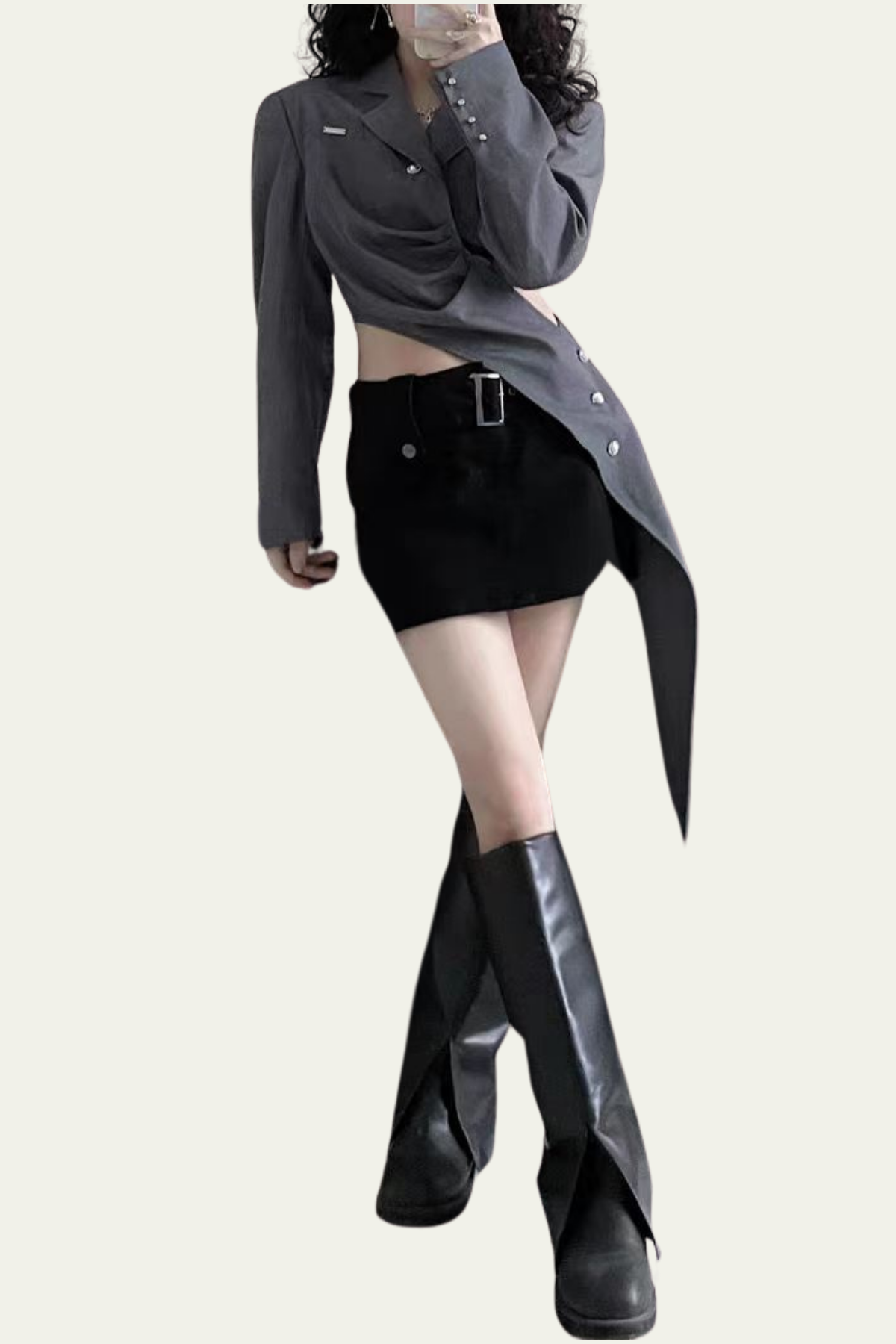 Brynlee Asymmetric Cutout Ruch Short Blazer – Luxeles