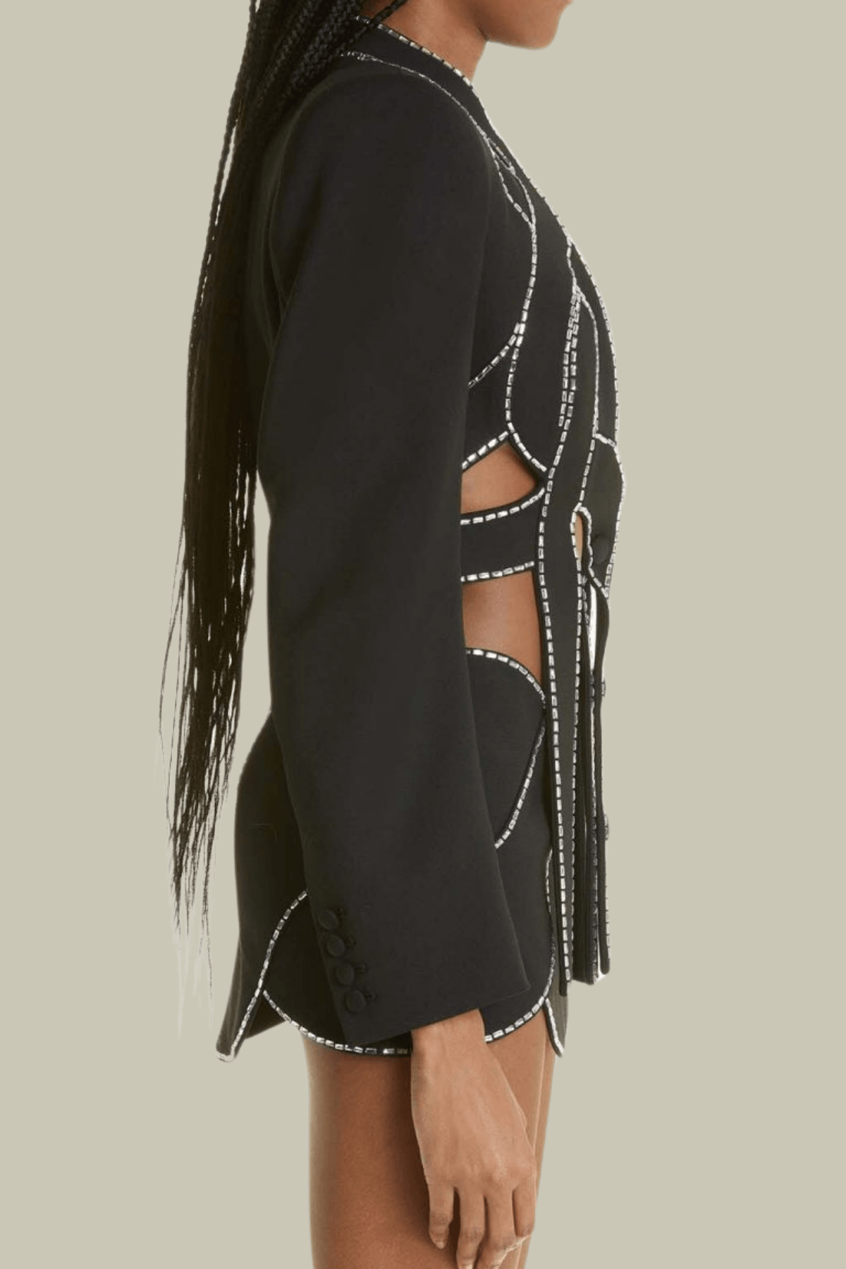 Camila Embellished Bandage Cropped Blazer Set