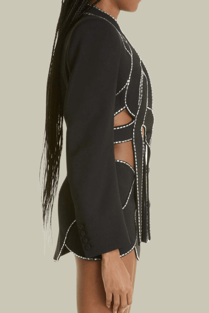 Camila Embellished Bandage Cropped Blazer Set