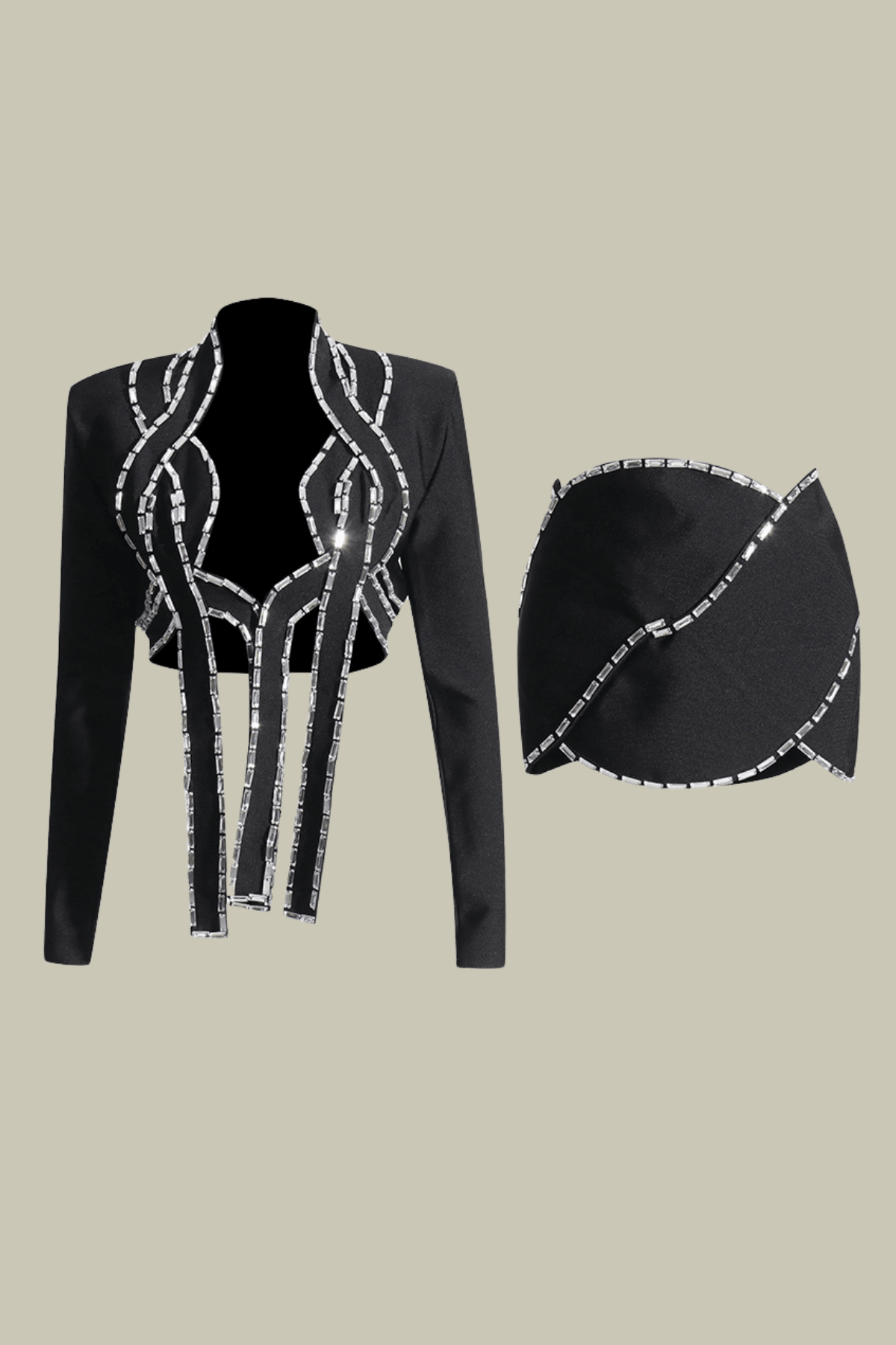 Camila Embellished Bandage Cropped Blazer Set – Luxeles