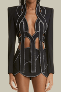 Camila Embellished Bandage Cropped Blazer Set – Luxeles
