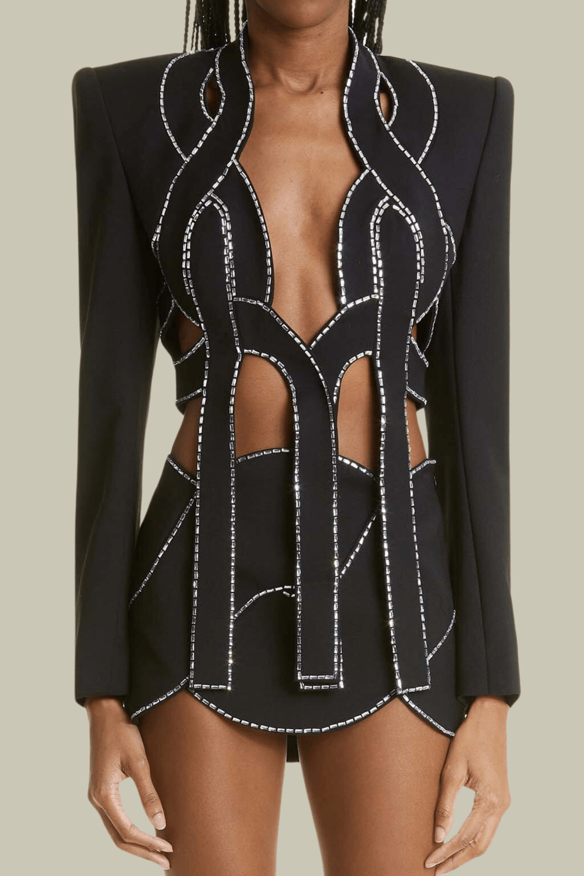 Camila Embellished Bandage Cropped Blazer Set