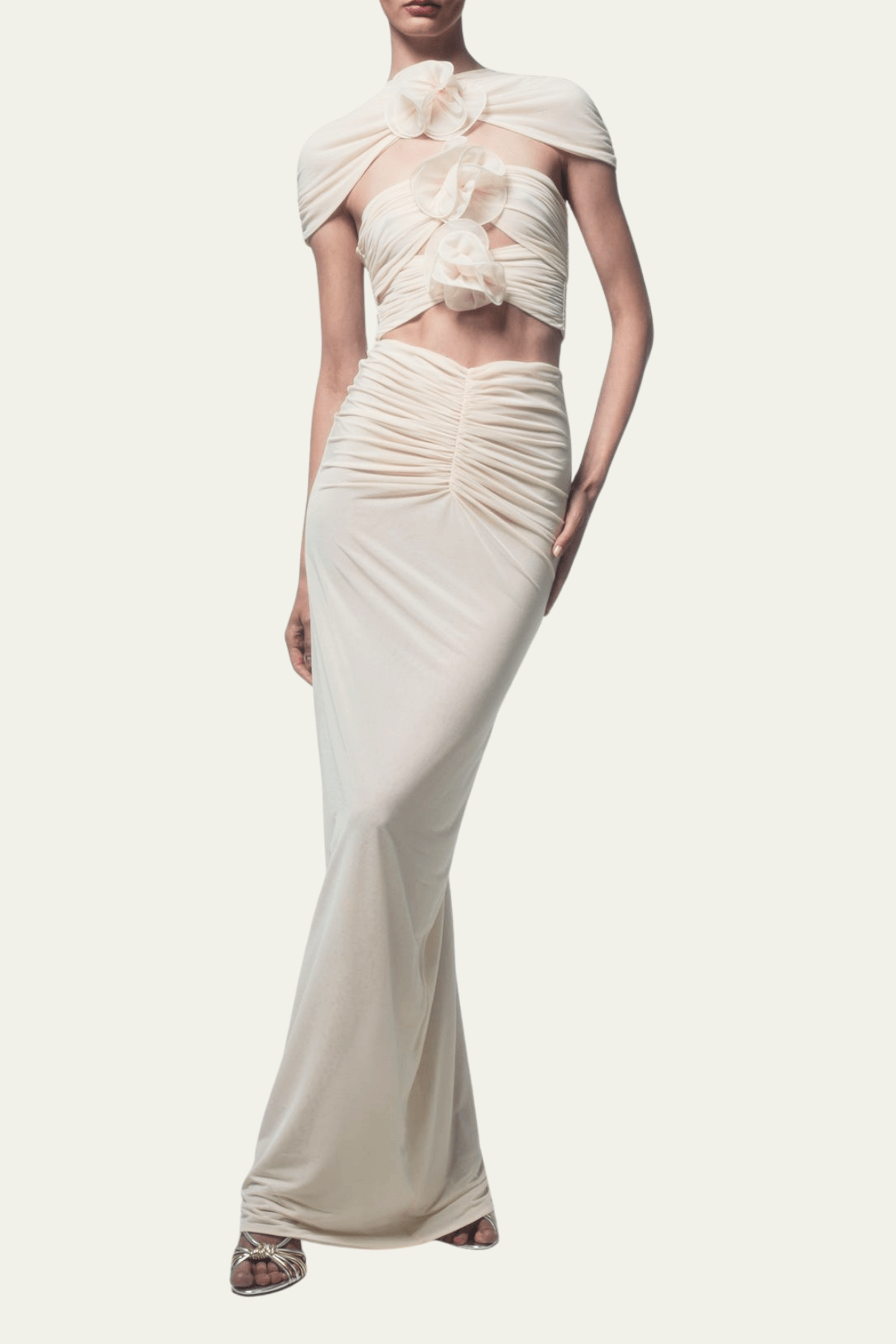 Carmelo Flower Ruch Cutout Skirt Set – Luxeles