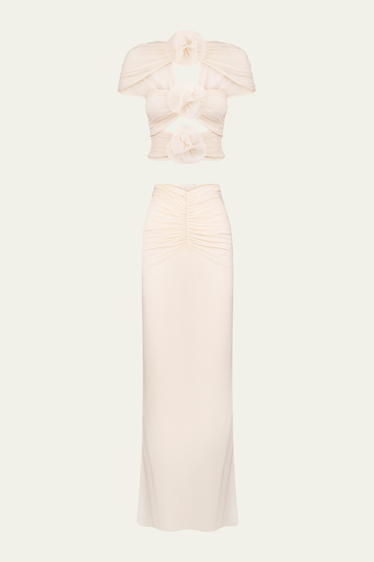 Carmelo Flower Ruch Cutout Skirt Set – Luxeles