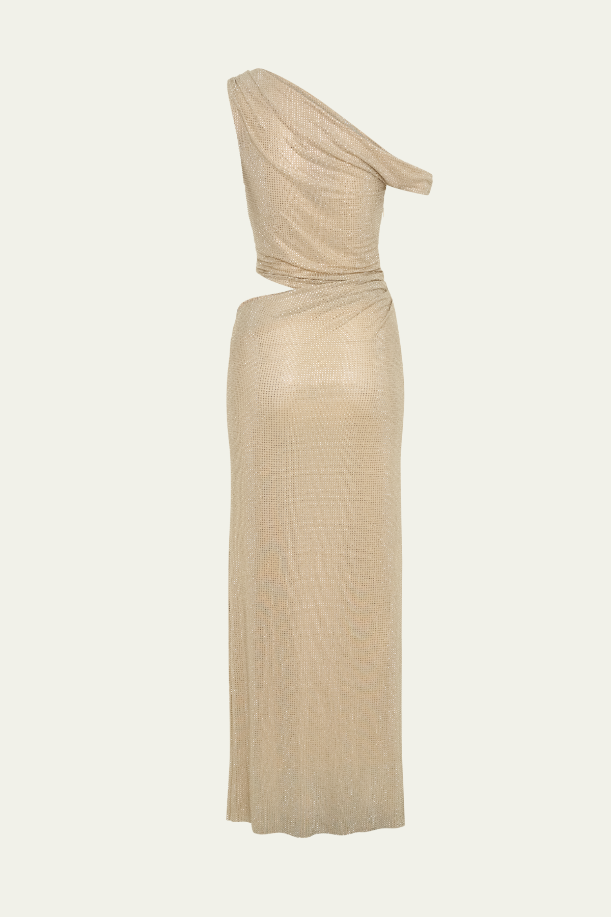 Carmen Rhinestone Cutout Maxi Dress In Apricot – Luxeles