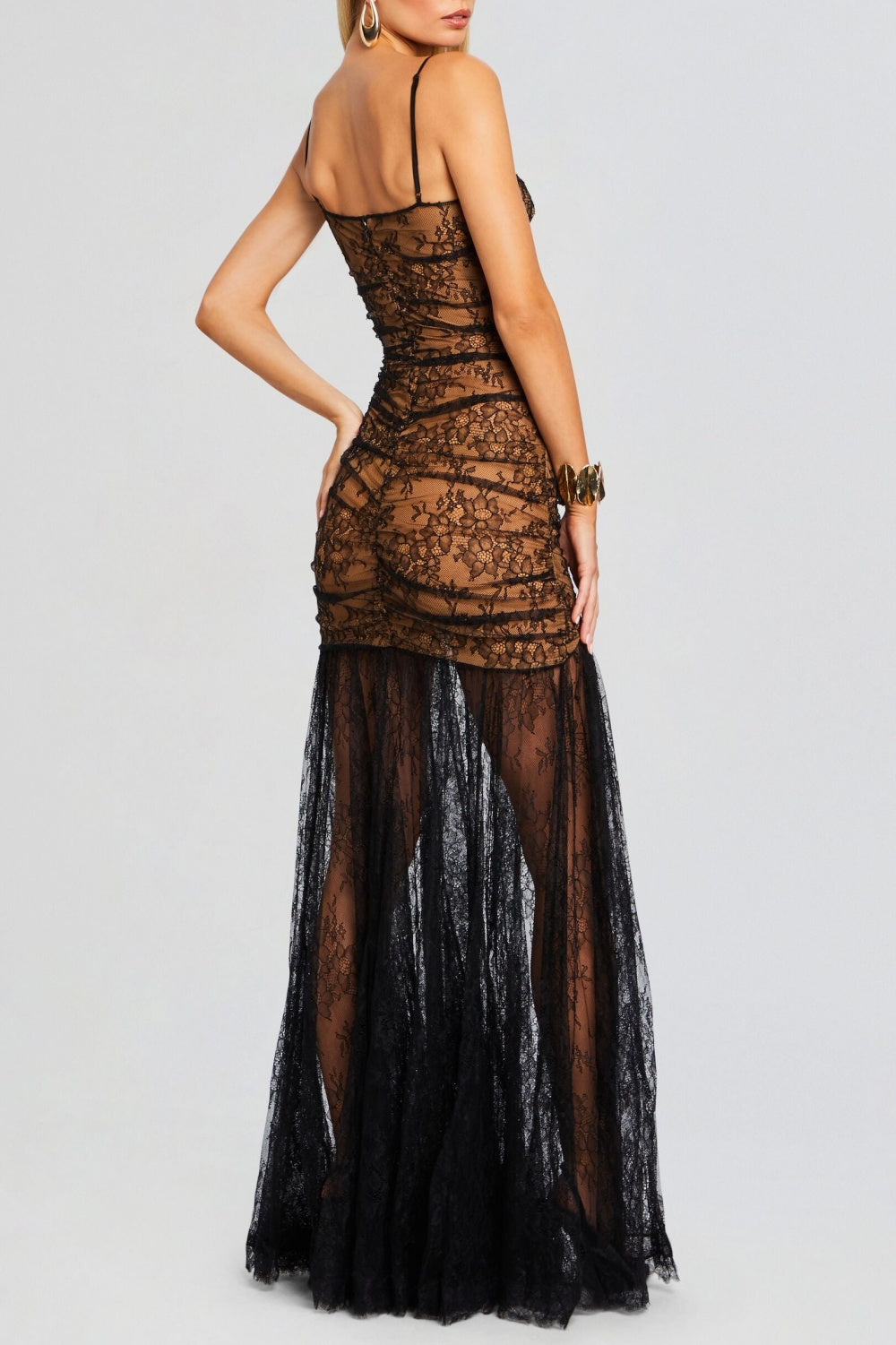 Carolina Spaghetti Lace Split Maxi Dress