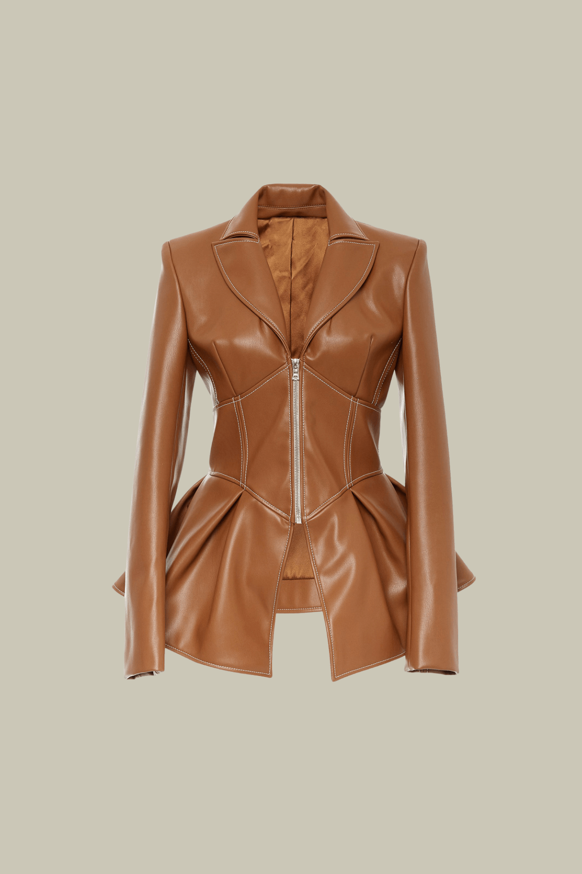 Caroline Ruffle Bodycon PU Jacket – Luxeles