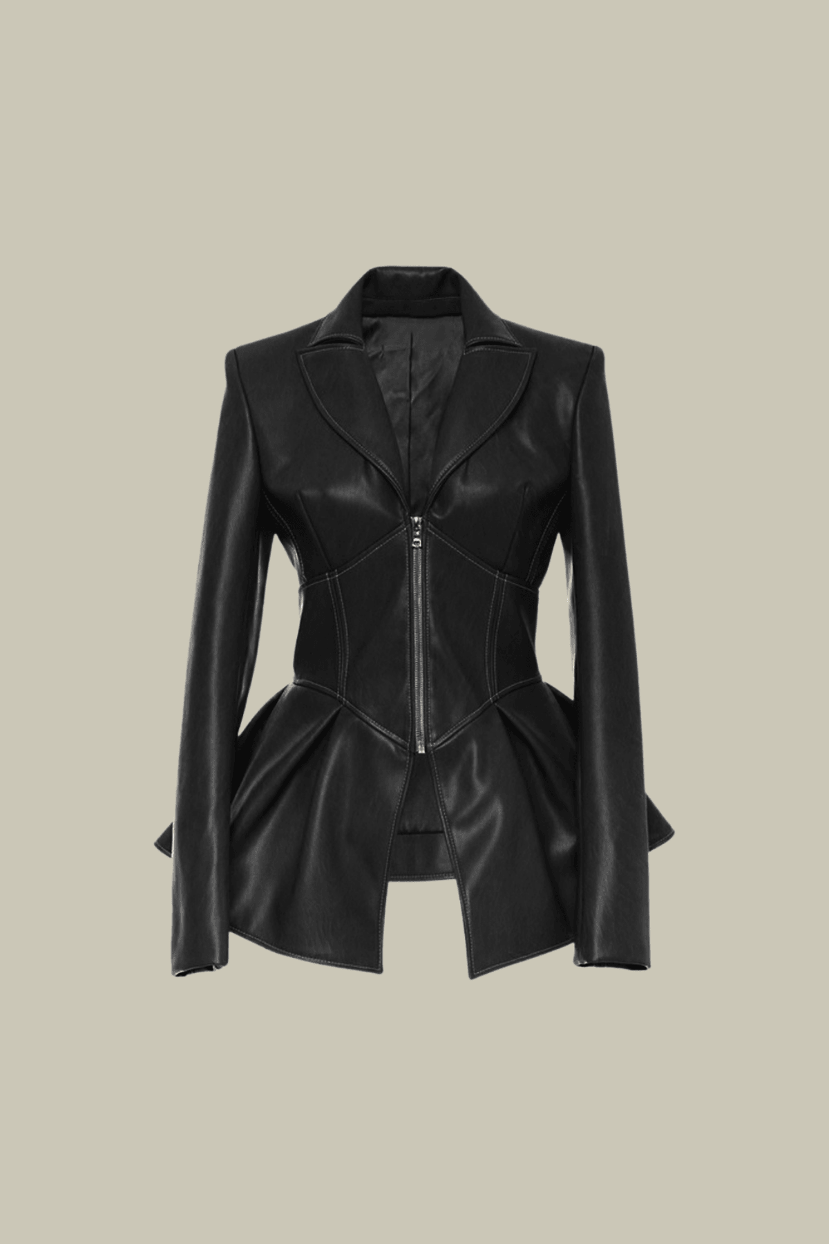 Caroline Ruffle Bodycon PU Jacket – Luxeles