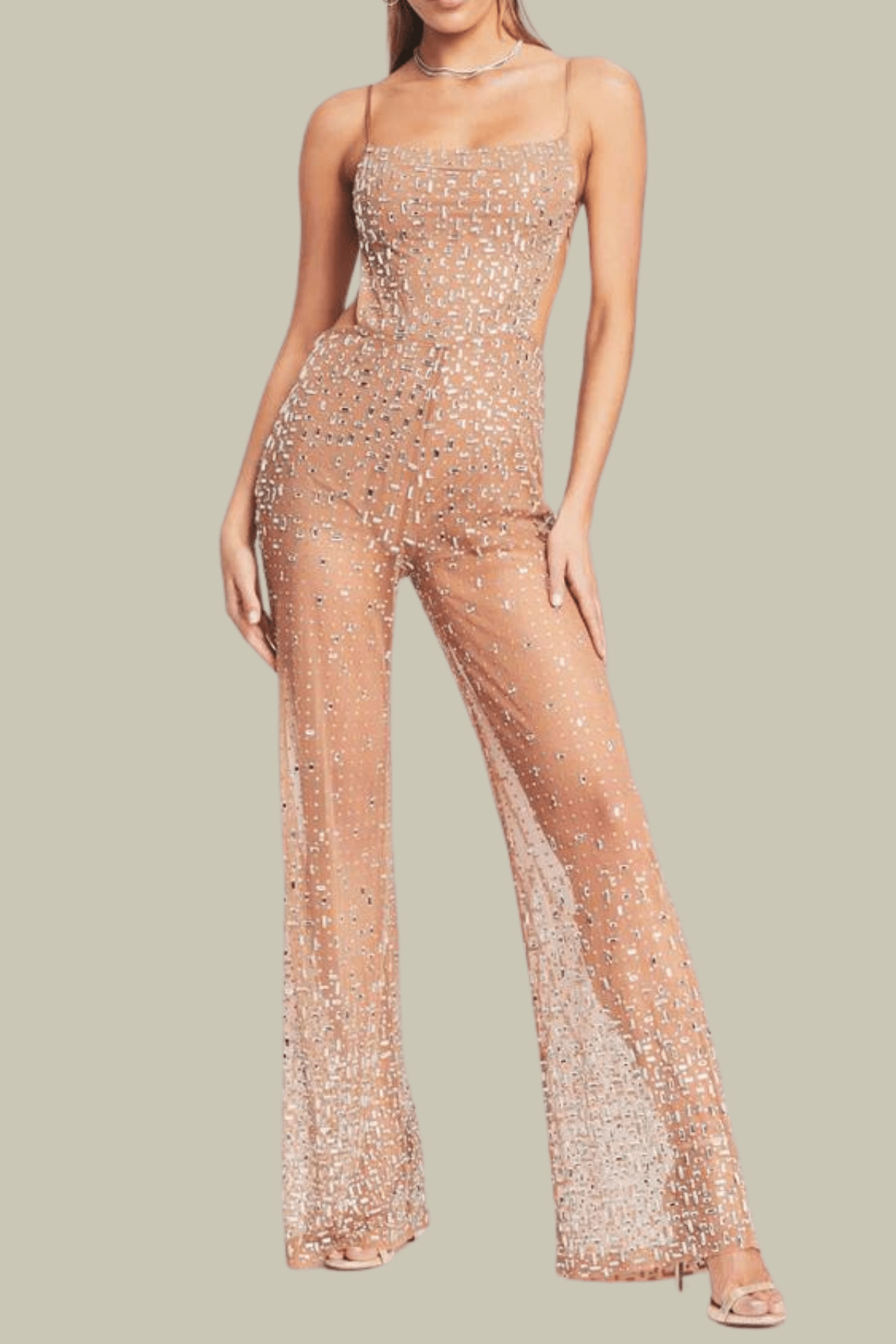 Claire Rhinestone Mesh Spaghetti Jumpsuits – Luxeles